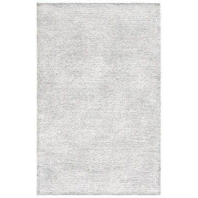 Xaniah Hand Tufted Wool/Viscose/Cotton Solid Color Rug in Charcoal/Ivory/Charcoal/Ivory