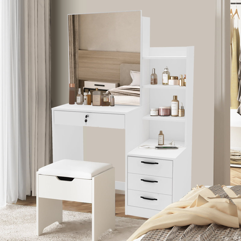 Ebern Designs Vanity Table Set Makeup Dressing Table