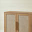 Buffet 67 portes en rotin à 4 portes 67 po, buffet Boho avec rangement spacieux pour le salon et le couloir, finition chêne caramel
