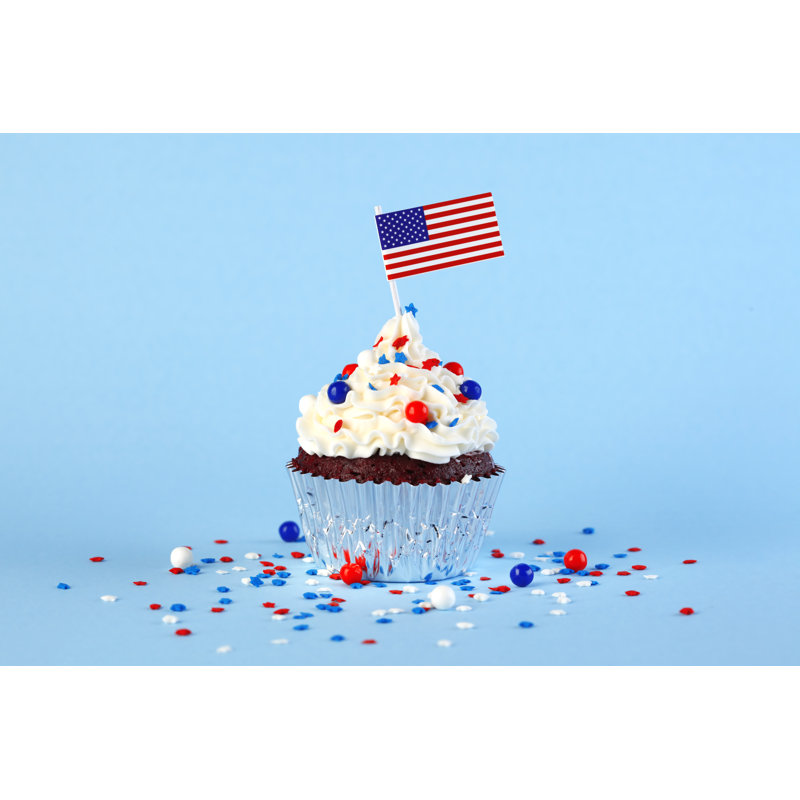Cupcake With Flag by SilverV - Wrapped Canvas Print, 30cm H x 46cm W x 3.8cm D