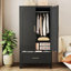 Armoire-penderie avec 1 tiroir, barre à vêtements et tablette réglable