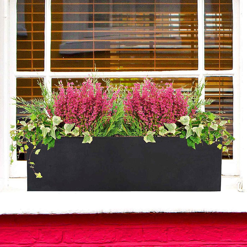 Window Box Planter, Black, 17.5cm H x 60cm W x 17cm D
