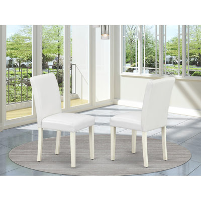 Chaises de salle à manger Abbott Classic Parson - Ensemble de 2 chaises rembourrées en similicuir blanc