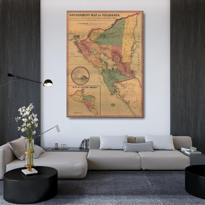 Lark Manor™ Vintage Maps Gallery Wrapped Canvas Art Titled: Nicaragua
