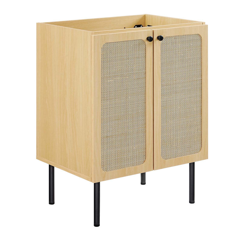 Modway Chaucer 24.5'' Single Bathroom Vanity with Wood Top, Oak/Black, White