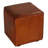 Genuine Leather Cube Ottoman, Saddle Brown