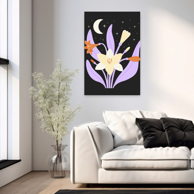 Contemporary Art Mystical Abstract Contemporary Lily Nature Flower Wall Art 1 Piece Wrapped Canvas Wall Art