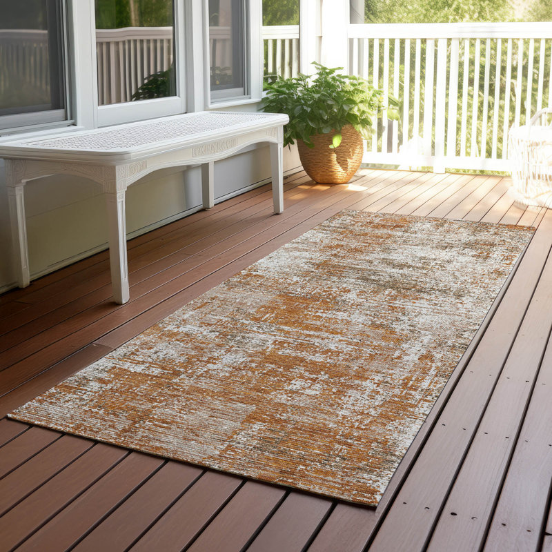 Machine Washable Indoor/Outdoor Chantille ACN2693 Abstract Rug, Paprika, Tapis de couloir 2 pi 3 po x 7 pi 6 po