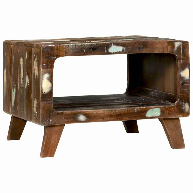 Solid Wood Coffee Table with Storage, Dark Brown