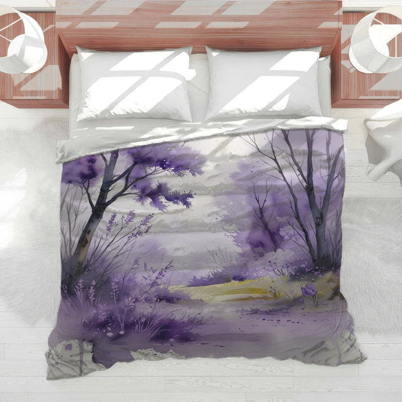 Édredon mauve à aquarelle, Très grand lit