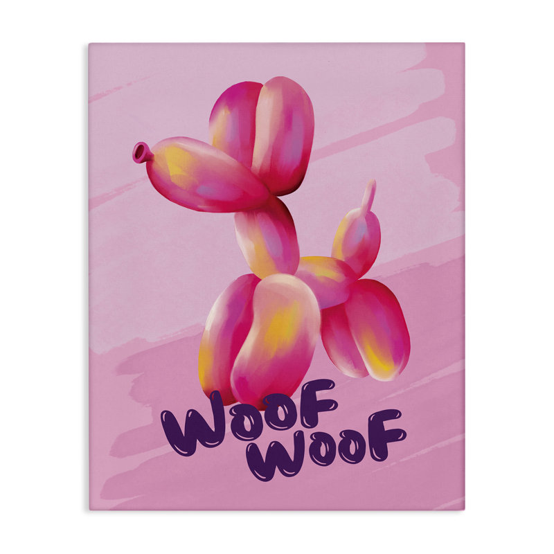 Art mural sur toile «Wouf Balloon Dog» par Nataly White, H 30 po x l 24 po