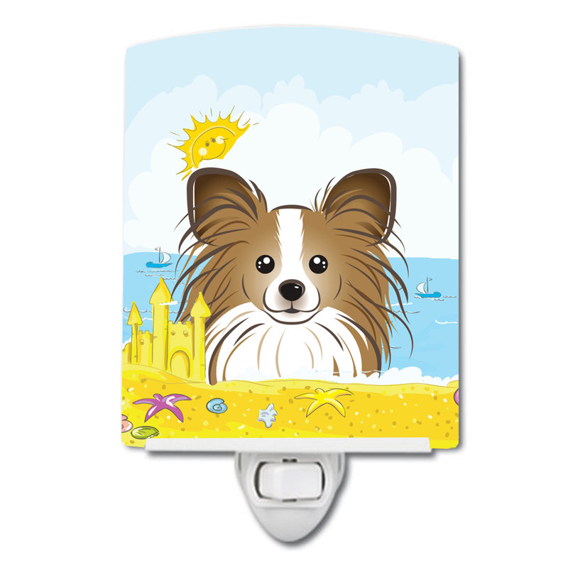 Luminaire de nuit en céramique jack terrier summer beach, Papillon