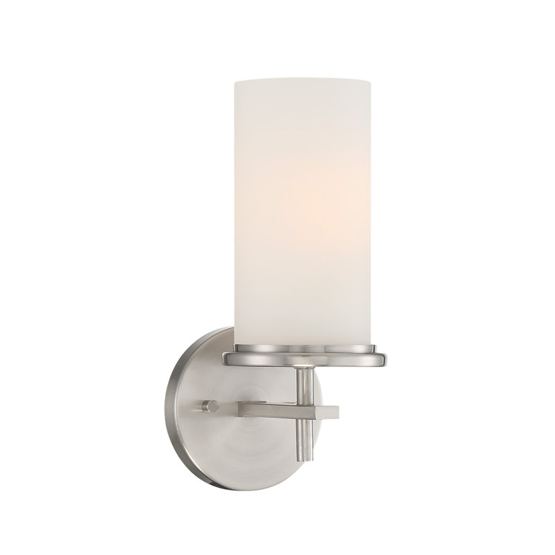 Applique murale de salle de bain 1 lumière Ashten, Argent, Blanc
