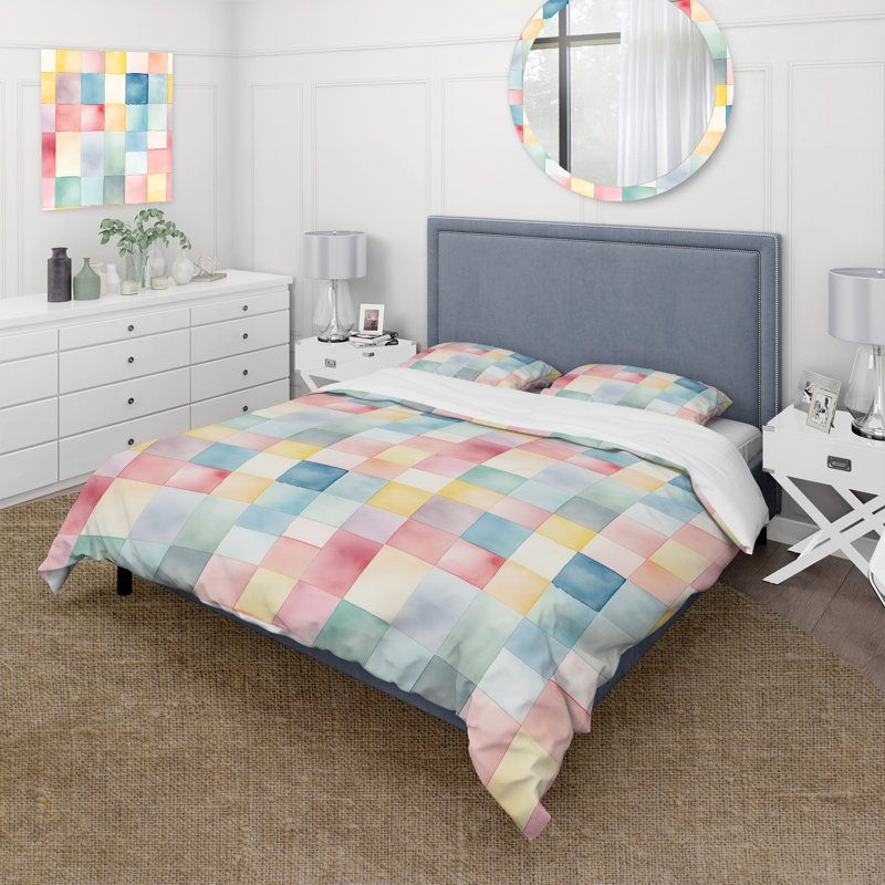Serene Watercolor I - Ensemble de housse de couette en patchwork - Polyester microfibre