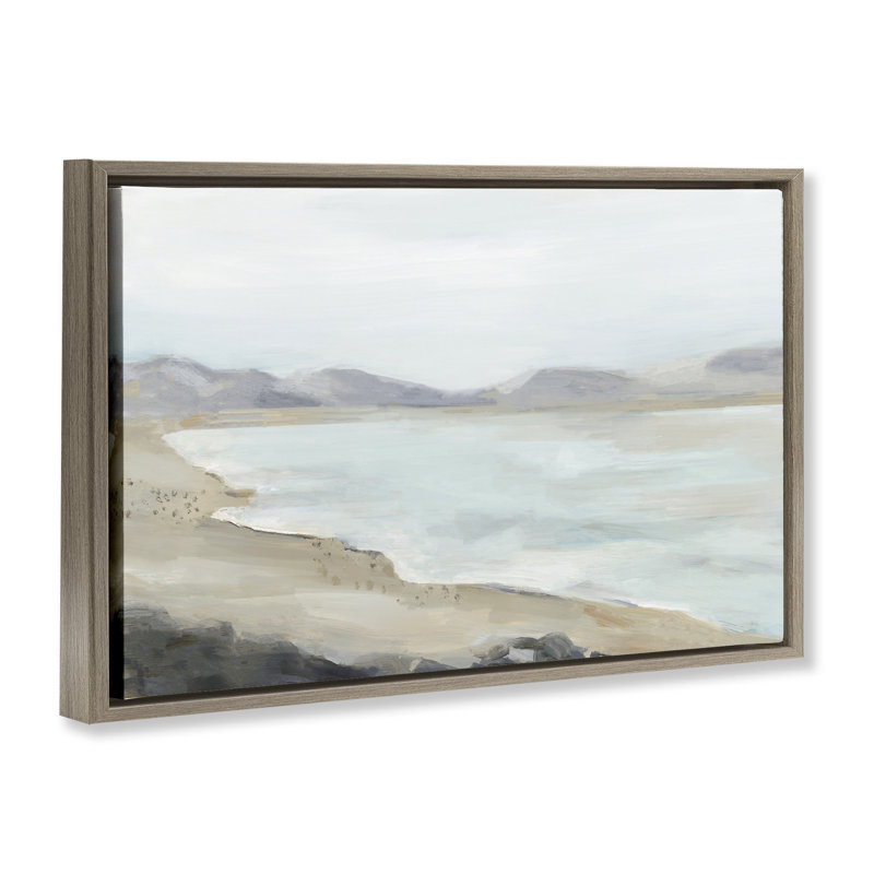 Cadre flottant Dreamy Coastline Abstraction, design par Hannah Dawson, H 17 po x l 25 po, Cadre flottant orme Montalcino
