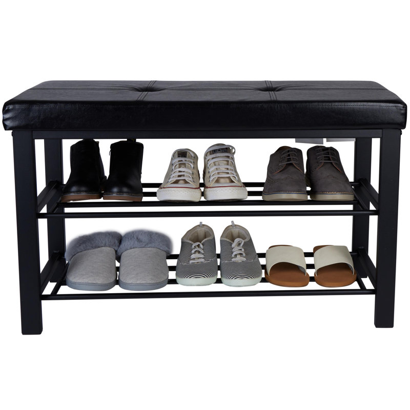 Kolten Fabric Upholstered Storage Bench, Black