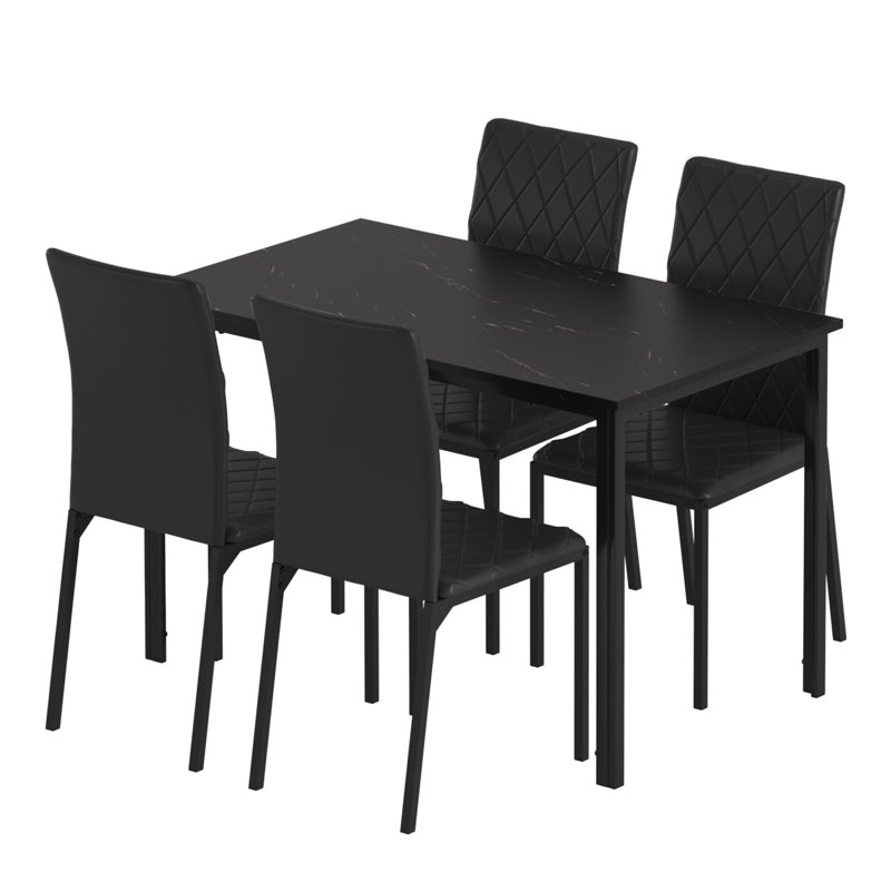 4 - Person Dining Set, Grey, Black