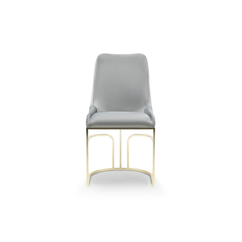 Zular Upholstered Dining Chairs, Gray, Gold
