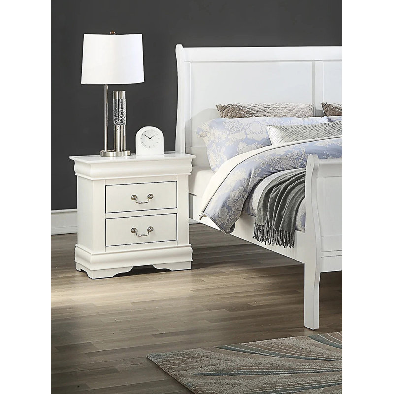 Table de chevet 2 tiroirs, White