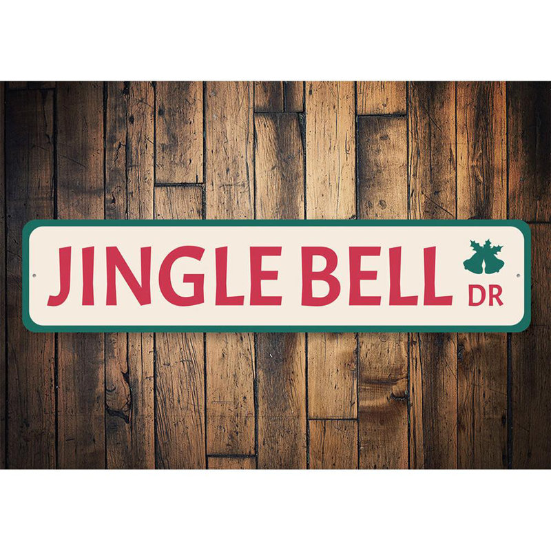 Plaque en aluminium Jingle Bell Drive, H 4 po x l 18 po x P 0,04 po