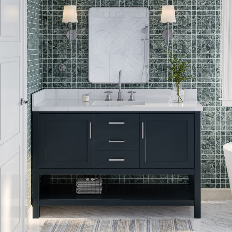 Ensemble de meuble-lavabo simple 55 po Abby, Bleu minuit