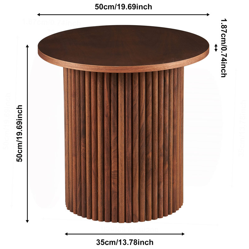 Table basse en placage de table ronde de 19,69 pouces, plateau de table basse en MDF avec base en métal, table d'appoint de canapé pour le salon et la salle de réception