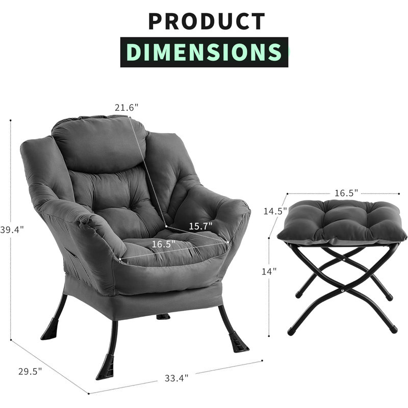 Lazy 84.8Cm Wide Tufted Armchair and Ottoman
