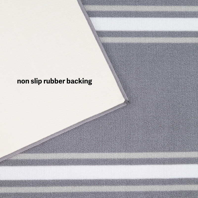 Solid Border Gray Low Pile Slip Resistant Rugs, Runner 2'8" x 48'