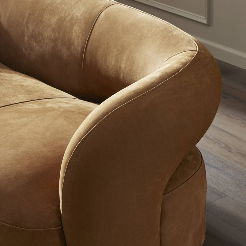Mazie Sofa, Nubuck Cognac Top Grain Leather
