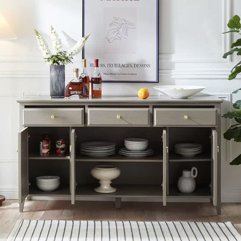 Buffet de rangement en chêne American Country, Gris