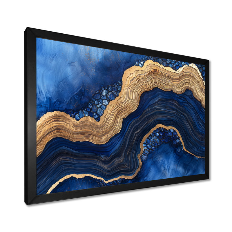 Crystal Mysteries Of Aqua Wood Slice II - Cristaux, art mural, Reproduction encadrée d'une seule photo, H 30 po x l 40 po