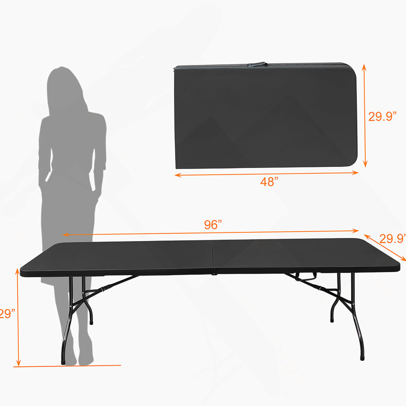 Table pliante 8 pi, table en plastique portative pour le camping, pique-nique, pliable à haute charge