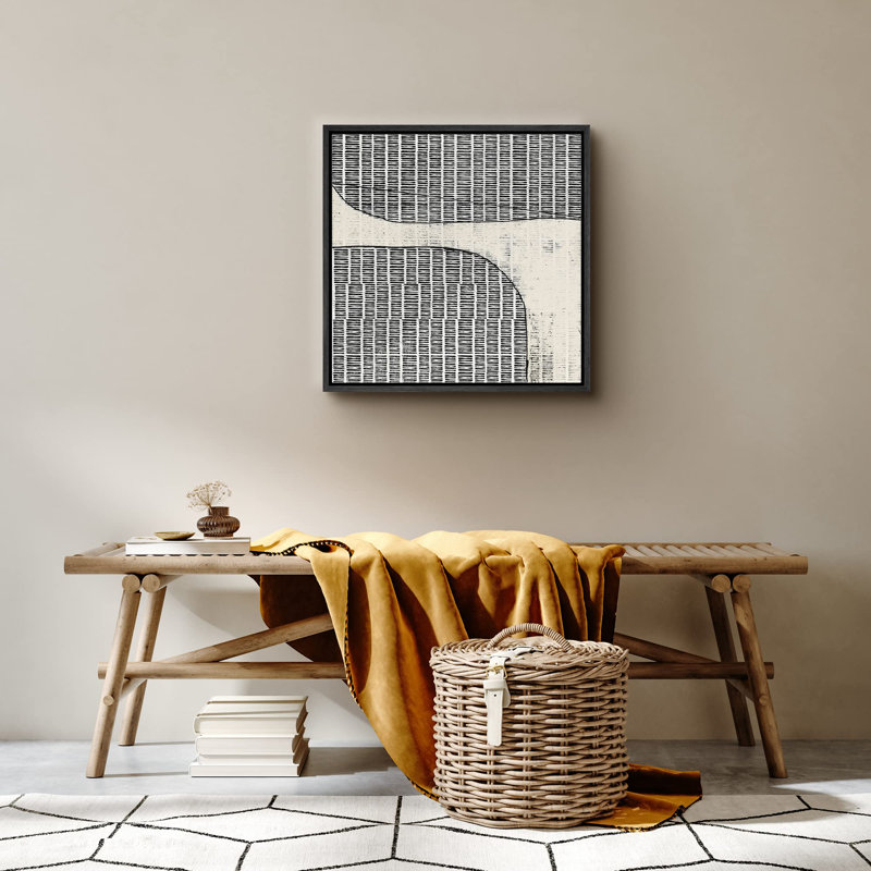 Noir et brun clair motif industriel de lignes abstraites, art moderne, décoration calme minimaliste / zen, impression sur toile