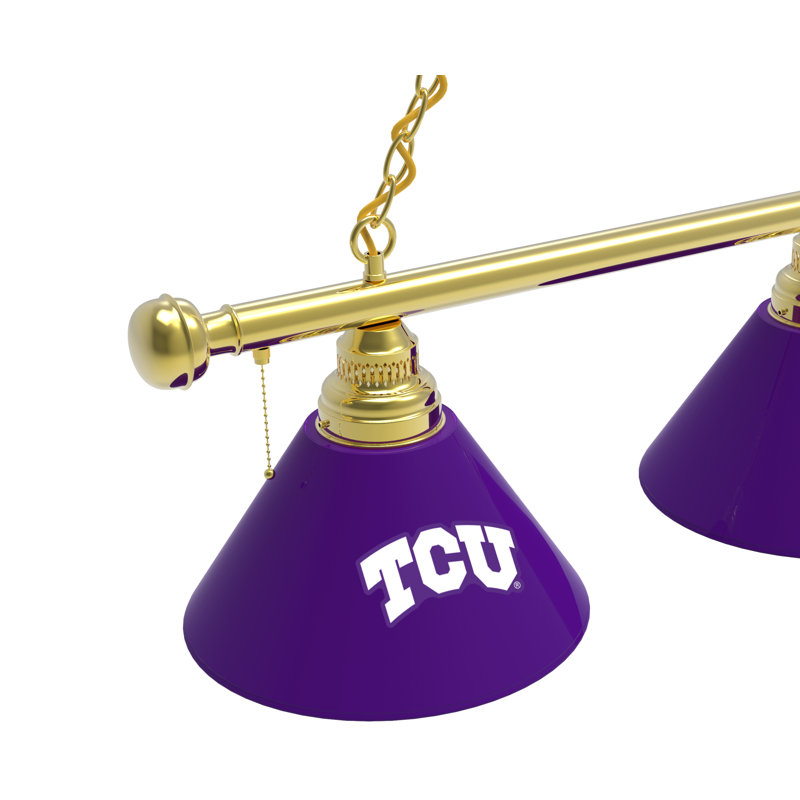 3 - Light Pool Table Lights Pendant, Brass, TCU Horned Frogs