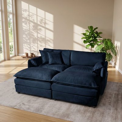 Aurelia 75.59" W x 57.48" D x 33.46" H Chenille 4-Seat Modular Sectional Sofa