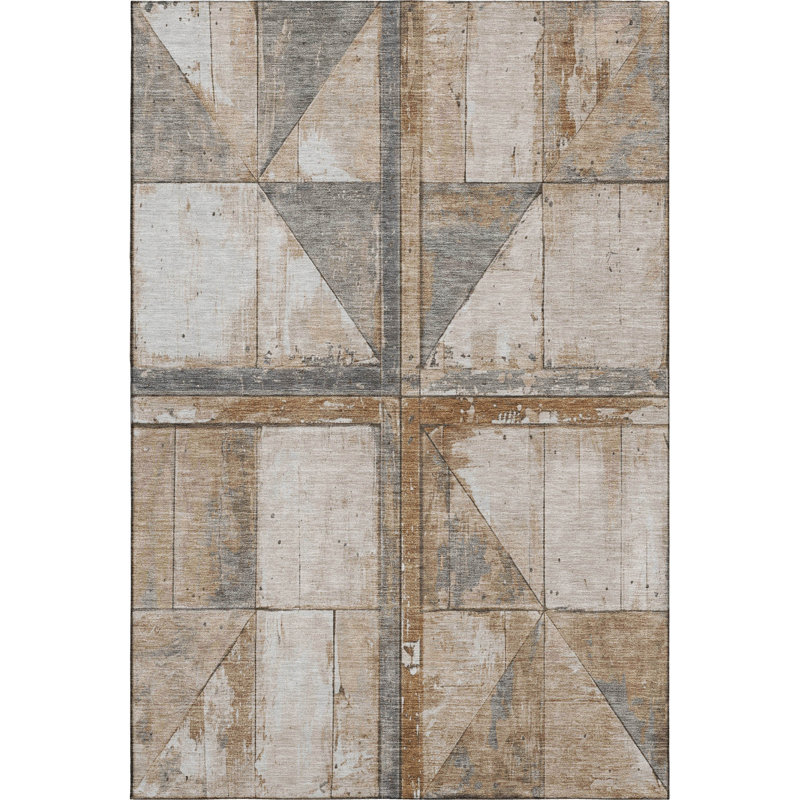 Premium Machine Washable Crestover AMF1876 Geometric Rug, Rectangle 5' x 7'6"
