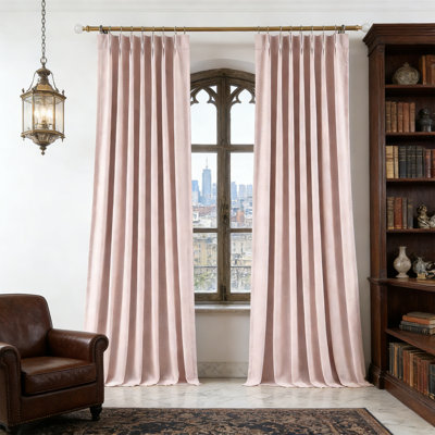Pink Pinch Pleat Blackout Curtains 40" W X 95" L Thermal Linen