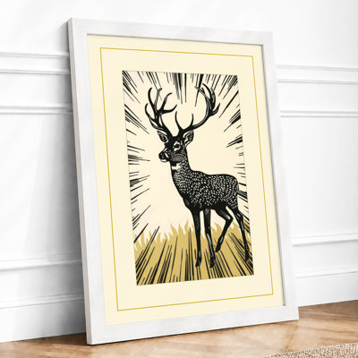 Radiant Deer Japandi - Framed Print