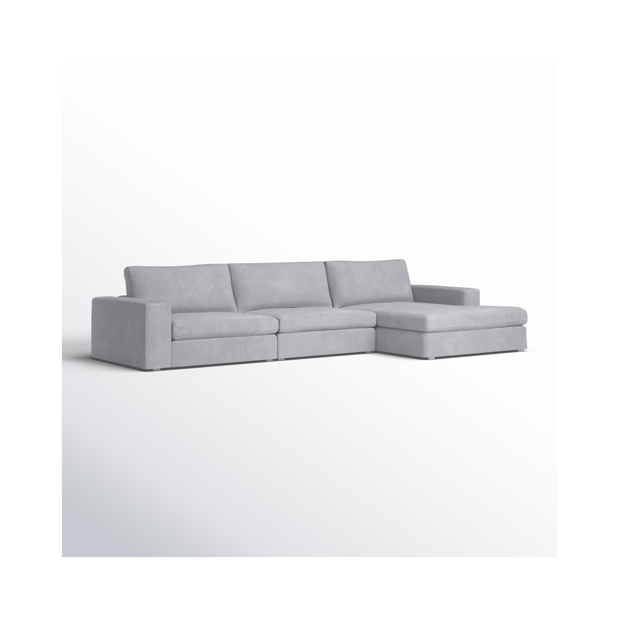 Ojai 3 - Piece Upholstered Sectional, Light Gray Chenille, Right Hand Facing