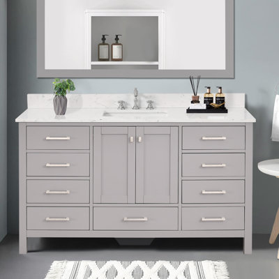 Render 60'' Single Bathroom Vanity With Engineered Stone Top