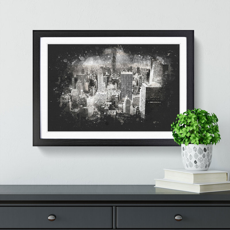 A New York Skyline - Picture Frame Graphic Art Print, Black Framed, 62cm H x 87cm W x 2cm D