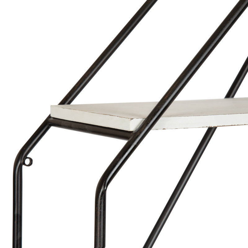 Colten 5 Shelf Octagon Wall Shelf, White/Black