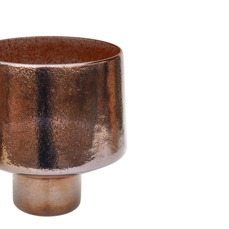 Opulent Curved Metallic Planter Handmade Glass Plant Pot, Bronze