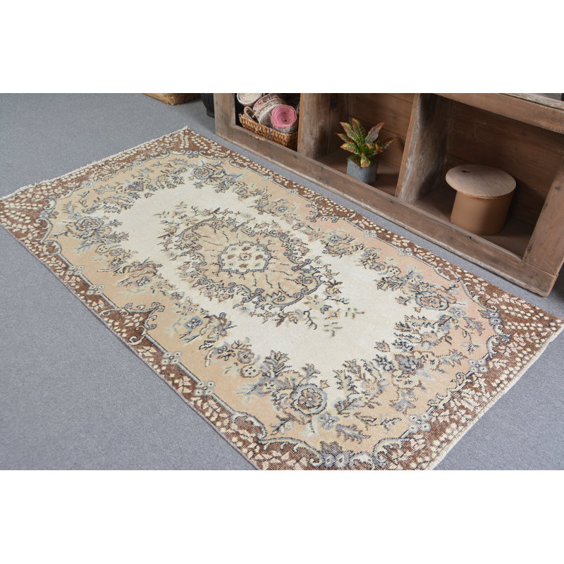 Tapis de cuisine brun, tapis de 3,6 x 6,8 pi, tapis froids, tapis turcs, tapis rétro, tapis marocain