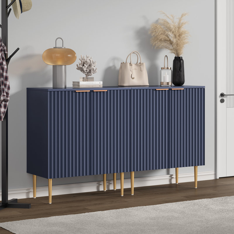 Rishaw 34.3" Tall Adjustable Shelf 2 - Door Accent Cabinet, Blue