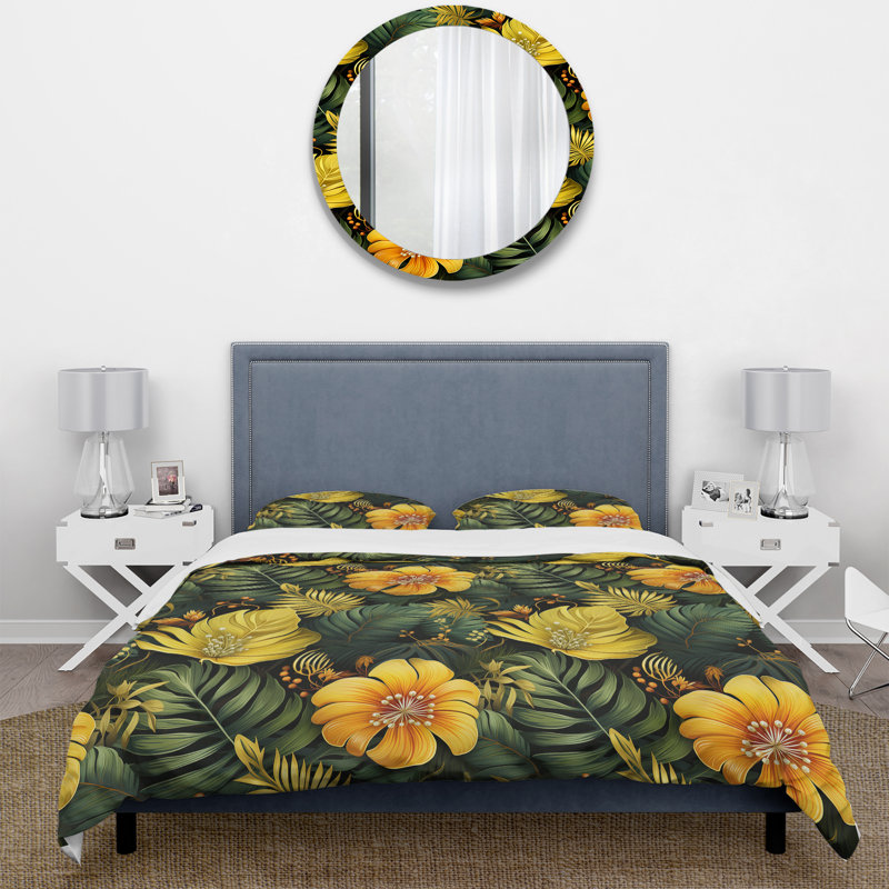 Monstera Magic Tropical Pattern III - Ensemble de housse de couette tropical, Housse de couette pour très grand lit et 2 très