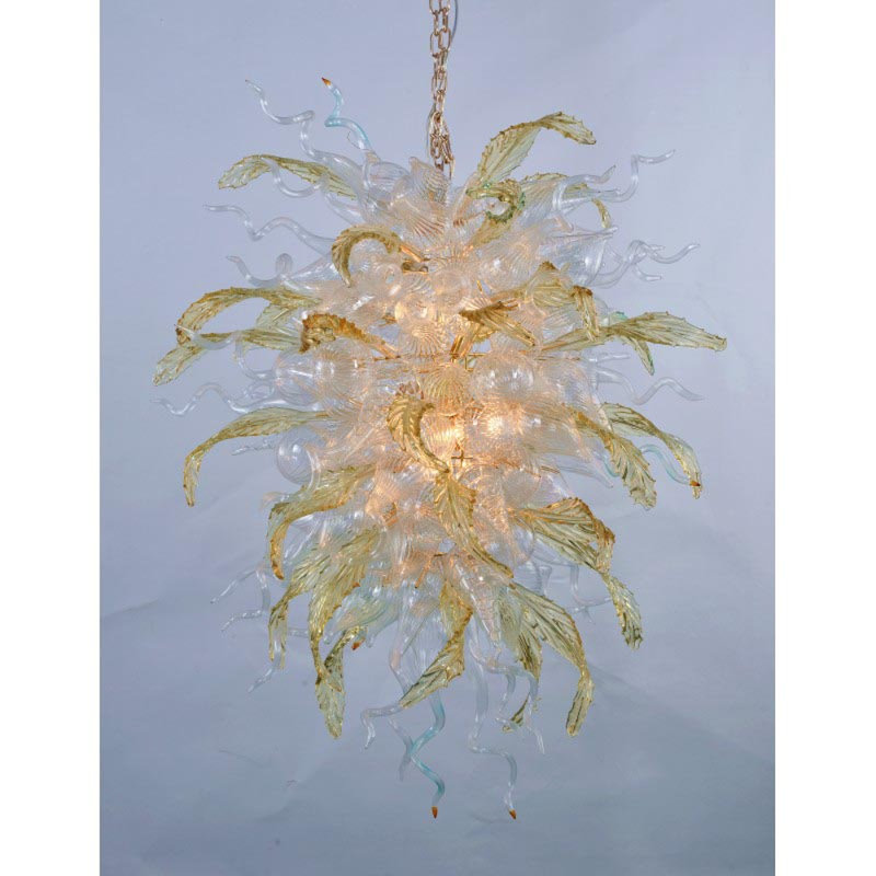 Lustre jaune sarcelle Alan Mizrahi, Ambre, Nickel brossé, H 34 po x l 27 po x P 27 po