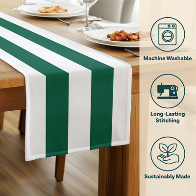 Green Striped Table Runner 72" x 12"