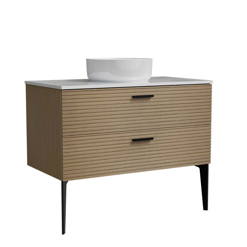 Meuble-lavabo polyvalent avec lavabo en céramique et rangement abondant, 36"