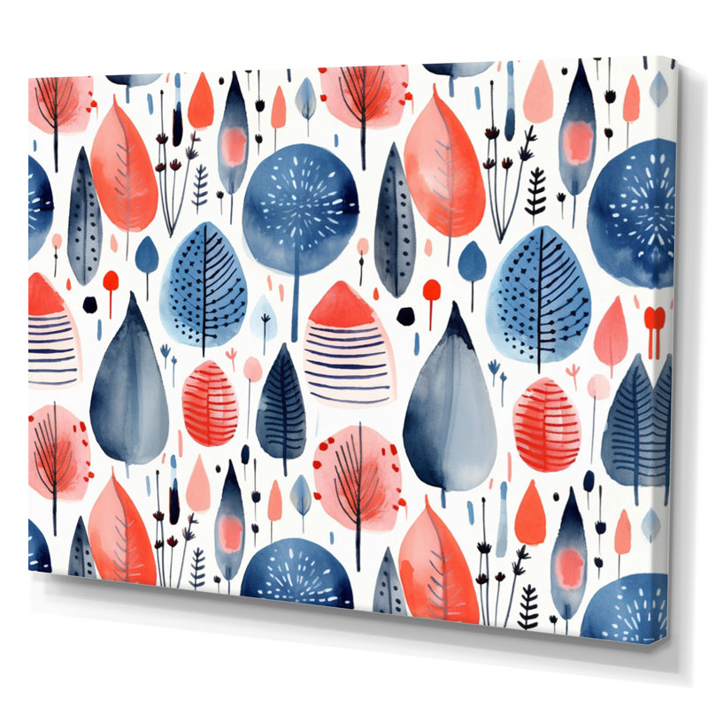 «Blue Coral Scandinave Floral Elegance I», reproduction sur toile, H 34 po x l 44 po x P 1,5 po, Toile tendue
